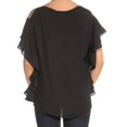 thumbnail image 4 of MAX JEANS Womens Black Ruffled Dolman Sleeve Keyhole Top Size: XS, 4 of 4