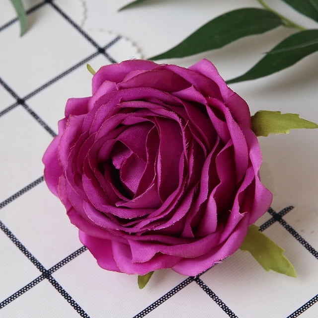 Cabeza de flor de rosa de tela de seda, flor artificial, flor artificial, decoración del hogar para bodas, disfraces