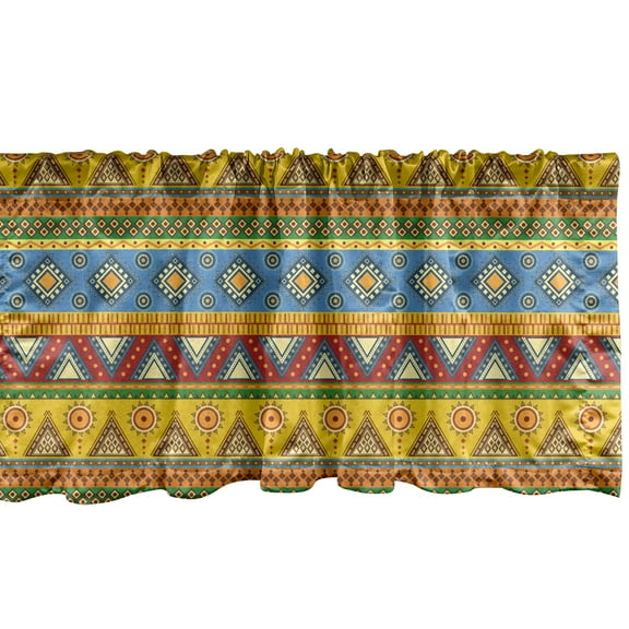 Ambesonne Mexican Window Valance, Native Aztec Borders, 54" X 18", Multicolor