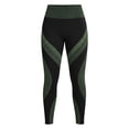 thumbnail image 2 of Women's High Waisted Yoga Pants, Color Block Tapered Workout Leggings, Butt Lifting Seamless Sports Pants with Side Stripes, Breathable Running Gym Tights for Women-Green, 2 of 9