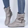 thumbnail image 2 of UngA Womens Wide Calf Cowboy Boots Cowboy Boots for Women Mid Calf Fashion Cowgirl Boots Light Gray,8.5, 2 of 6