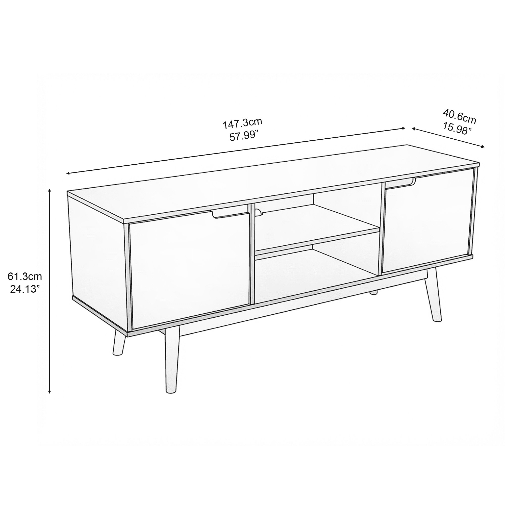 Adair 58 2-Door Solid Wood Tv Stand Caramel - for Adults and Teens