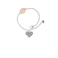 thumbnail image 2 of Delight Jewelry Silvertone Pebble Heart - Rose Goldtone Leaf Delicate Bracelet, 6.25+1.75", 2 of 4
