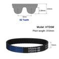 thumbnail image 2 of 3 Packs HTD-5M Rubber Timing Belt 62 Teeth, 310mm Pitch Length, Closed Loop Pulley Timing Belt, 2 of 7