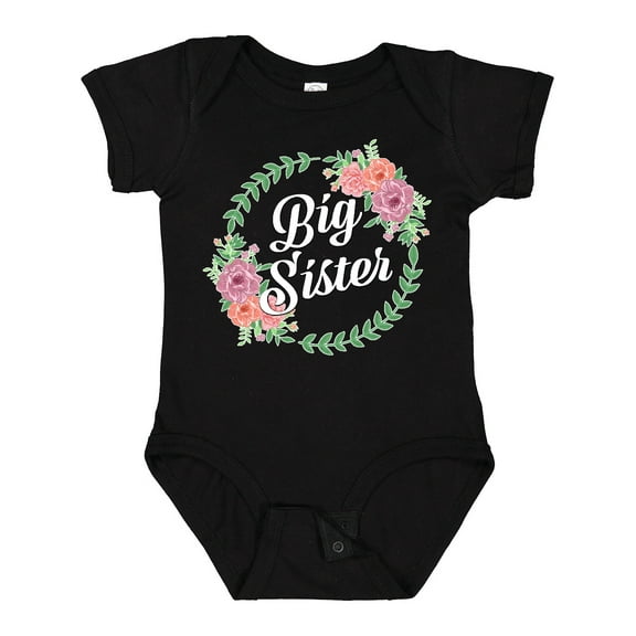 Inktastic Big Sister with Flower Circle Girls Baby Bodysuit