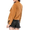 thumbnail image 5 of Unique Bargains Women's Zipper Draped Front Moto Faux Suede Lightweight Fashion Jacket S Brown, 5 of 7