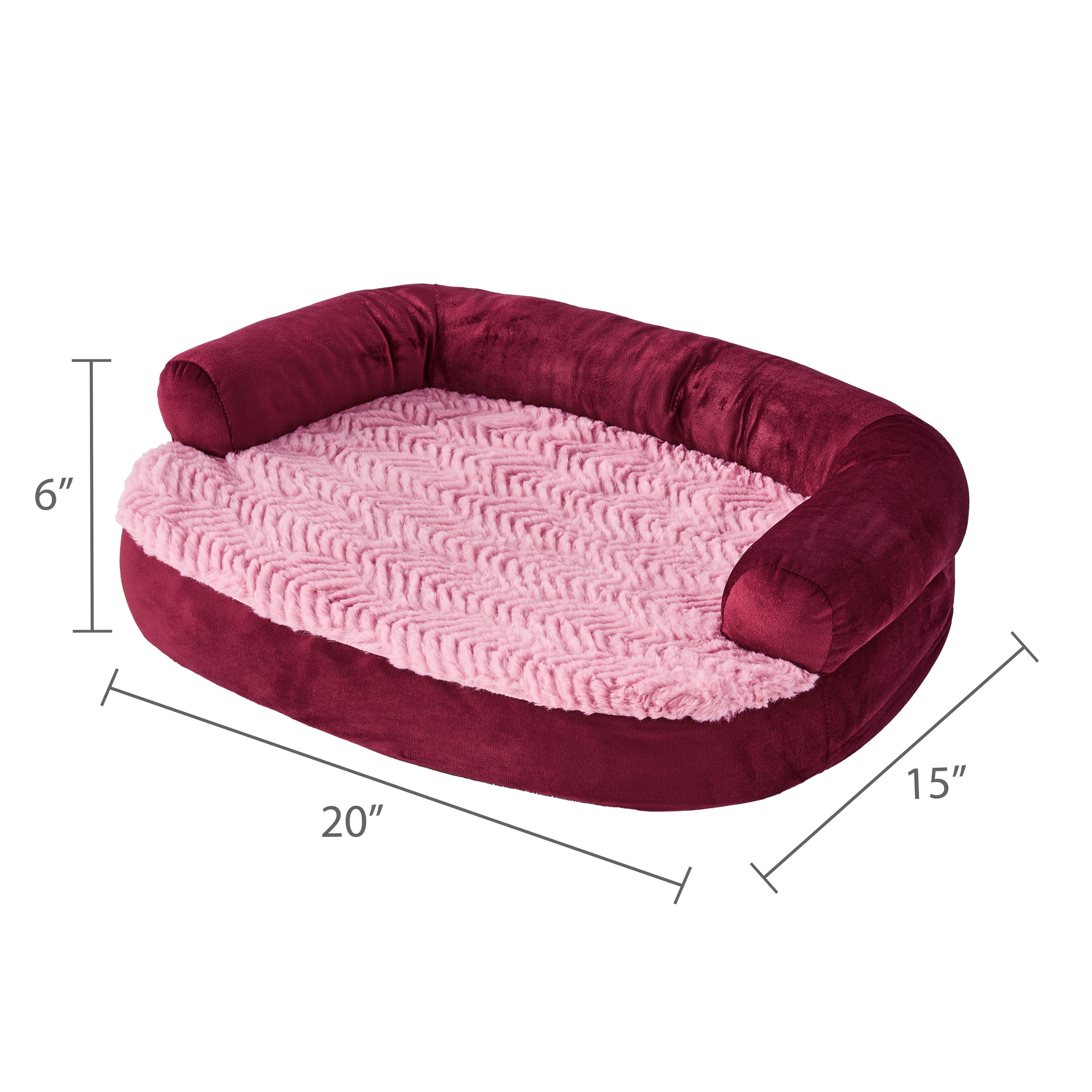 Vibrant Life Extra Small Round Corner Sofa Style Dog Bed, Red, 15" x 20"