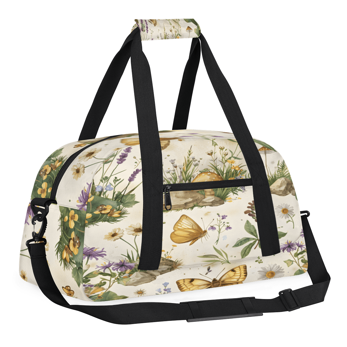 Herdesigns Butterfly Sports Duffle Bag for Women & Men, Floral Gym Bag Dance Bag Overnight Bag Carry On Weekender Travel Bag