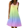 thumbnail image 2 of UPPADA Sundresses for Women Sleeveless Cute Mini Dress Tiered Summer Flowy Boho Sundress Beach Casual Beach Resort Wear Vacation Sun Dresses Spring Summer Tank Dress Yellow,XXXL, 2 of 7
