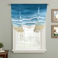 thumbnail image 2 of Blue Summer Beach Tie Up Curtains for Windows, Adjustable Balloon Window Shades, Nautical Coastal Beige Seaside Kitchen Window Treatments Farmhouse Short Curtains with Rod Pocket 42"x45", 2 of 8
