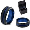 thumbnail image 4 of P. Manoukian Tungsten Wedding Band Ring 8mm for Men Women Blue Black Beveled Edge Brushed Polished Lifetime Guarantee Size 10, 4 of 4