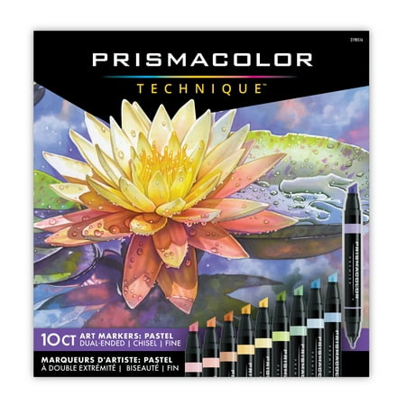 Prismacolor Technique Dual-Ended Art Markers, Chisel Tip and Fine Tip, Pastel Colors, 10 Count