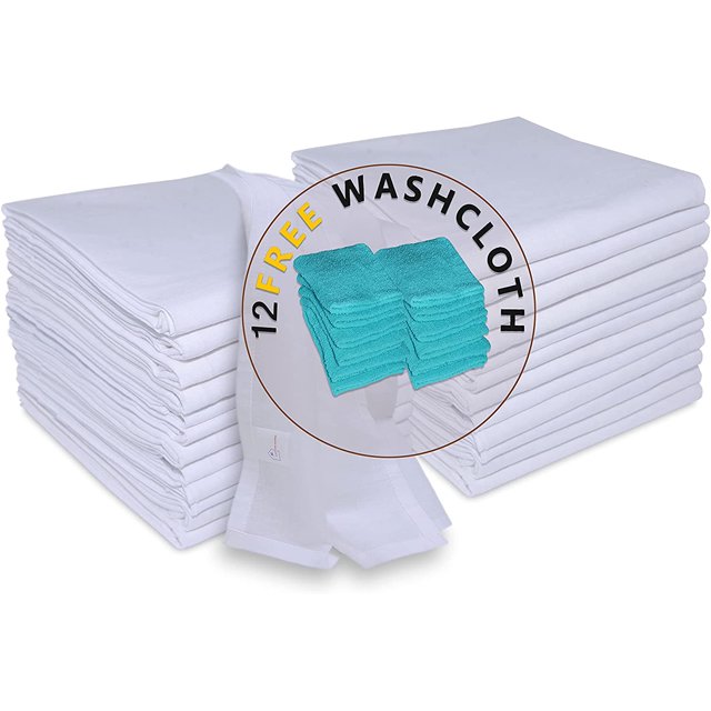 COTTON HOMES Flour Sack Kitchen Towels 24 Pack MultiPurpose Baking