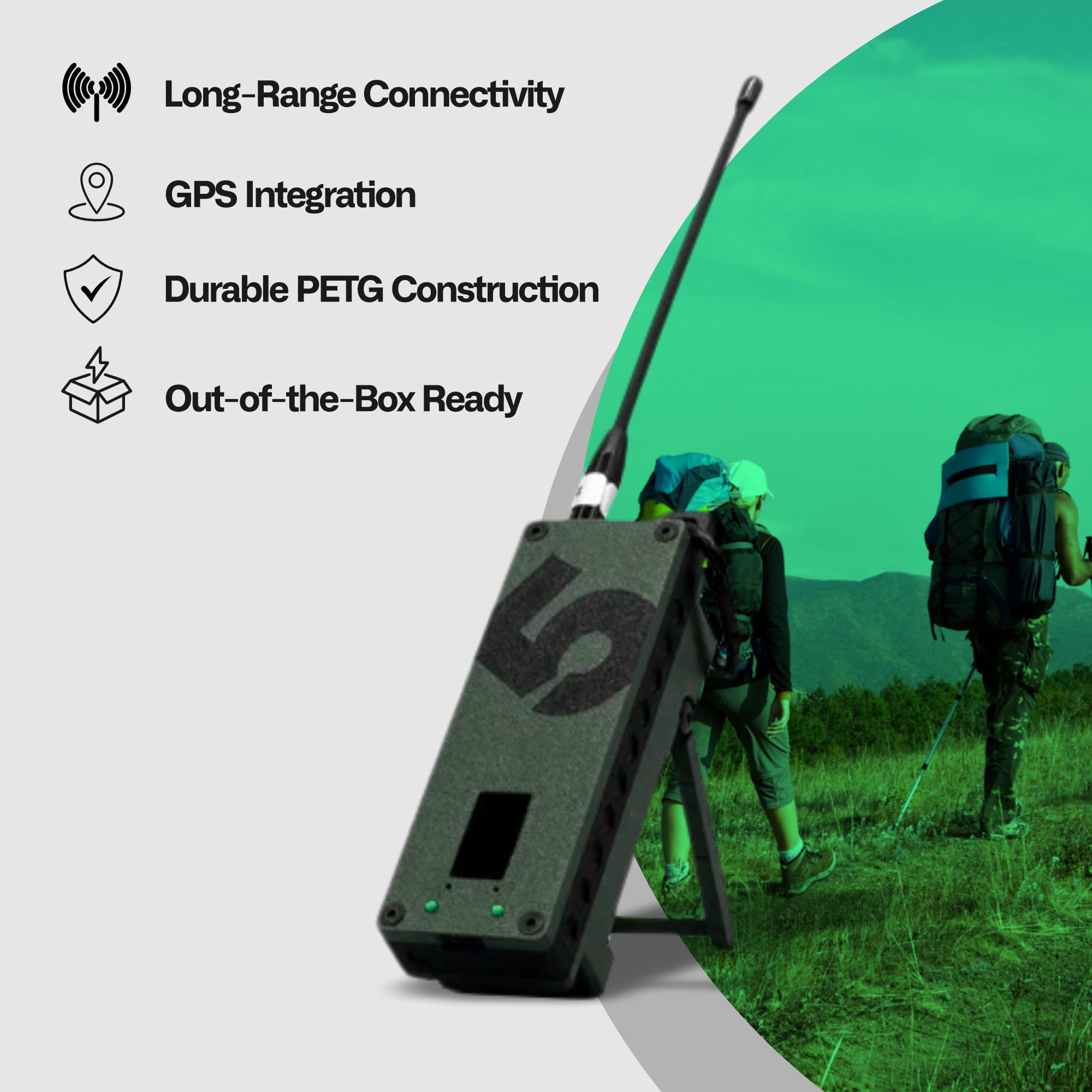SpecFive S5 Trekker Bravo LoRa Off-Grid Meshtastic Messenger Radio, Tactical Green