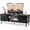 BLACK, variant on ZHICHUN Modern Panel TV Cabinet with Storage Enclosed Cabinets Adjustable Shelf Entertainment Center with Cable Hole