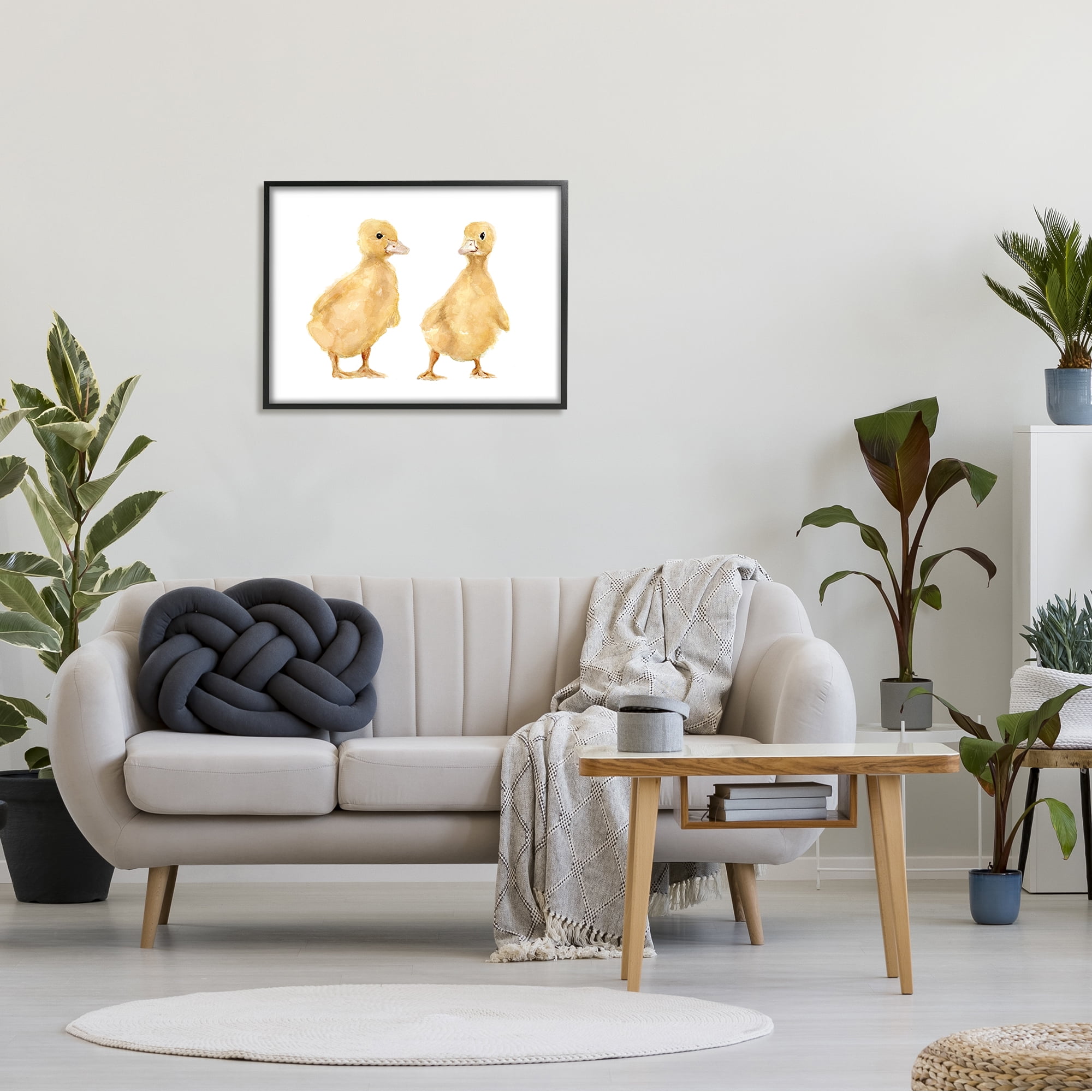 Stupell Industries Yellow Duckling Pair Watercolor Portrait Children's Nursery Animals Black Framed Art Print Wall Art, 30x24, by Fox Hollow Studios