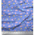 thumbnail image 1 of Soimoi Polyester Crepe Fabric Cloud,Star & Cute Elephant Kids Print Fabric by Yard 52 Inch Wide, 1 of 3
