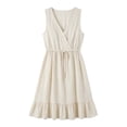 thumbnail image 2 of ASEIDFNSA Womens Cotton Midi Dress Sleeveless V Neck Tiered A Line Summer Sundress, 2 of 5