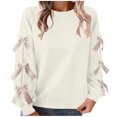 thumbnail image 2 of RongHuan Bow Sweatshirts for Women Holiday Cute Crewneck Shirts with Bows on Sleeves Party Trendy Casual Pullover, 2 of 9