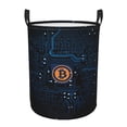 thumbnail image 1 of DouZhe Paniers à Linge Imperméables et Pliables, Impressions Bitcoin Btc, Panier Circulaire avec Poignées, 1 of 6