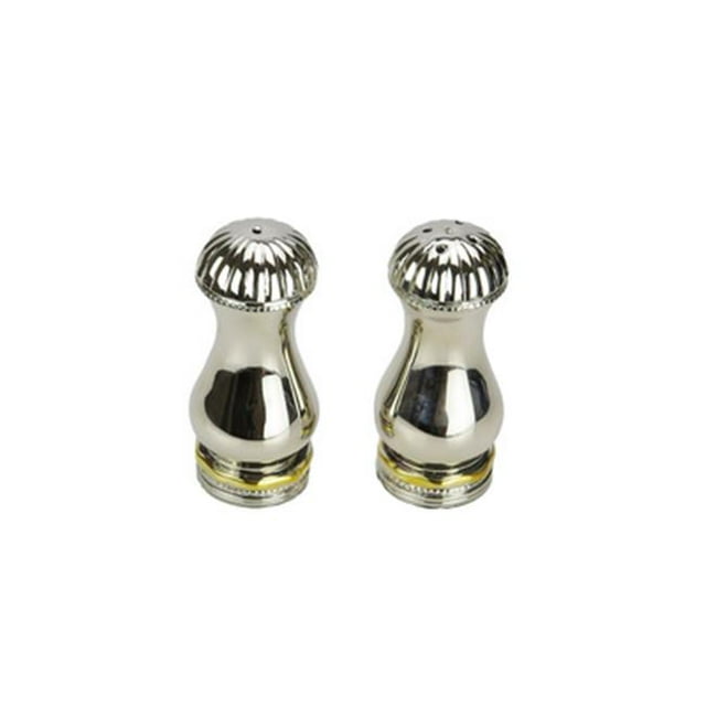 3.75 in. Stainless Steel Salt & Pepper Set with Brass Border