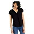 thumbnail image 3 of Bar III Women's Seamed V-Neck Top – Black, Size - XXS, 3 of 5