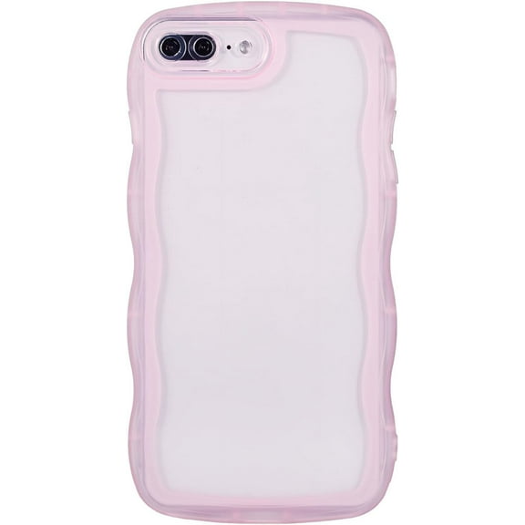 MYKOMI Compatible with iPhone 7 Plus/8 Plus Clear Case,Cute Solid Color Curly Wave Frame Transparent Soft Silicone Anti-Scratch Shockproof Protective Slim Case for Women Girls