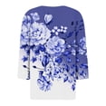 thumbnail image 5 of Women's Casual Short Sleeve Shirts 3/4 Sleeve Y2K Fashion Gradient Print Tee Summer Loose Top, 5 of 5