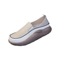 thumbnail image 2 of Zapatos casuales para mujer, zapatos para caminar, zapatos de plataforma, parte superior de PU, suela de goma suave Caqui, 2 of 9