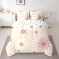 thumbnail image 3 of Feelyou Princess Groovy Flower Twin Bedding Sets 7-Piece, Cartoon Daisy Floral Bedding Comforter Set, Teens Kids Girls Women Reversible Sheet Sets, Luxury Bedroom Decor, 3 of 8