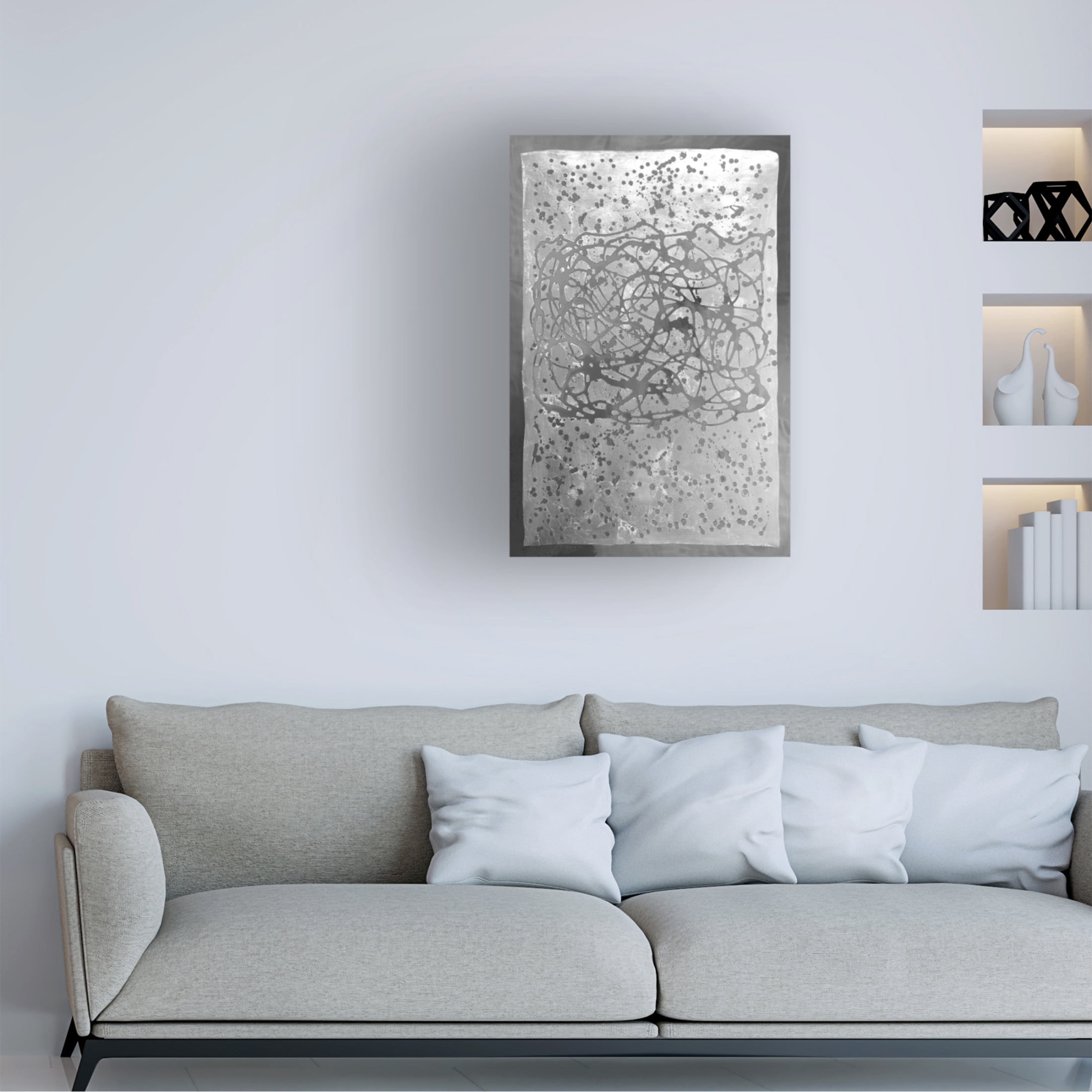 Canvas Wall Art - Vanna Lam 'Graffiti in Silver II' Wall Art for Living Room, Bedroom, or Office Décor by Trademark Fine Art - 16 x 24 Inches