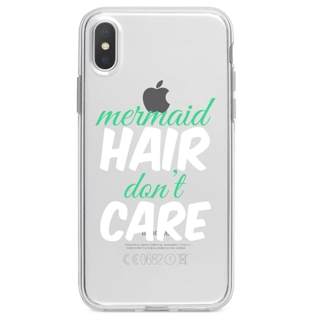 DistinctInk Clear Shockproof Hybrid Case for iPhone XS Max (6.5 Screen) - TPU Bumper Acrylic Back Tempered Glass Screen Protector - Mermaid Hair Don t Care