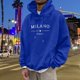 thumbnail image 3 of MHFRRA Sudadera con Capucha y Estampado de Letras para Uso Informal Jersey Elegante y Cómodo para Uso Diario Ideal para Actividades Al Aire Libre y Relajación Azul, 3 of 5