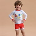 thumbnail image 5 of GYRATEDREAM Boys Two Piece Rash Guard Swimsuits Long Sleeve Rash Guard and Swim Trunks Outfit Set Toddler to Little Kid,Size 4-5 Years, 5 of 8