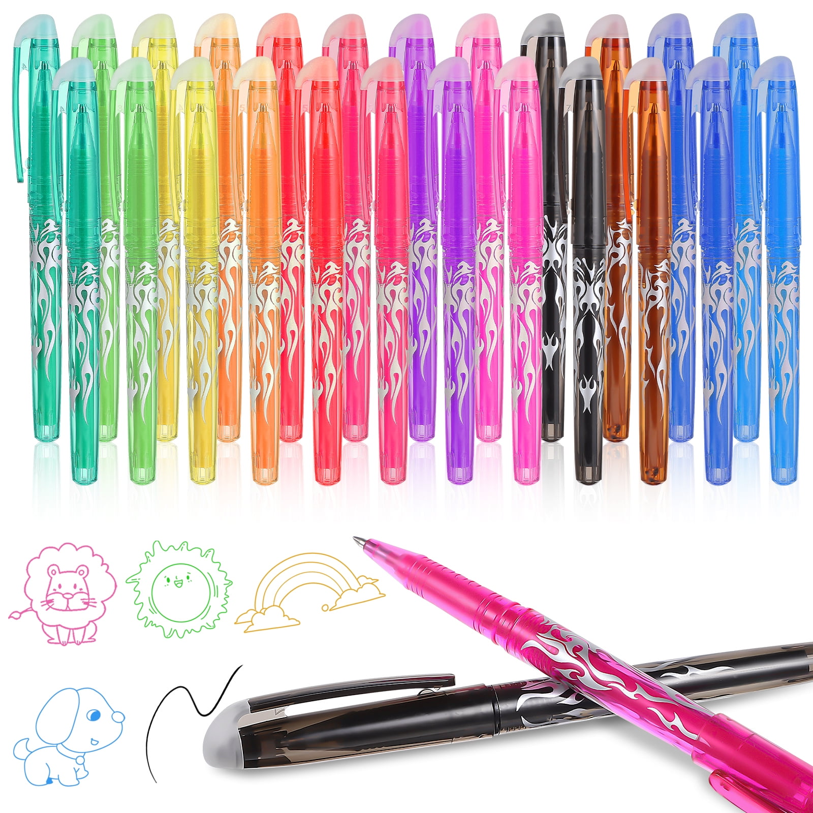 DRMAVI 10 PCS Erasable Color Pens,Erasable Pens Multicolor Fine Point(0.5),  Colorful Gel Pens with Eraser for Kids Students Classroom Teacher Office