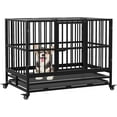 thumbnail image 3 of 37 Inch Dog Crates,Folding Metal Crates Dog Kennels Outdoor and Indoor,Pet Dog Cage Crate with Wheels,Double Door,Removable Tray for Small,Medium and Large Dogs, 3 of 8