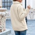 thumbnail image 4 of JULMCOMO Sherpa Fleece Jackets for Women Plus Size Lapel Collar Button Soft Fuzzy Teddy Coats Casual Warm Winter Outerwear with Pockets Beige S, 4 of 7