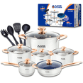 thumbnail image 1 of Flavor Kitchen Batería de Cocina 16 Piezas | Sartenes Antiadherentes y de Acero Inoxidable Quirúrgico | Juego de Ollas y Sartenes | Apto para Inducción, Horno y Lavavajillas | Libre de PFOA y PTFE, 1 of 8