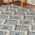 thumbnail image 6 of Taluah Hand-Crafted Modern Diamond Geometric Cotton and Wool Indoor Area Rug - 5' x 8', Stone Blue-Midnight Blue, 6 of 7