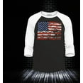 thumbnail image 2 of Shop4Ever Men's Distressed American Flag Horizontal USA Patriotic 4th of July Raglan Baseball Shirt X-Small Black/White, 2 of 4