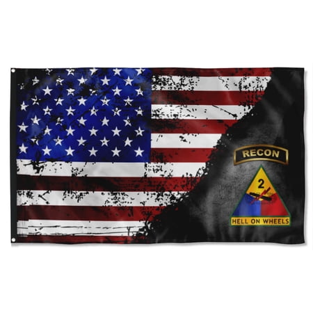 Cayyon 2nd Armored Division Recon Stars&stripes Flag 3x5Feet Military Banner with 2 Brass Grommets
