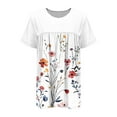 thumbnail image 6 of Xdegoge Summer Tops for Women 2025 Short Sleeve Crew Neck Pleated T Shirts Fashion Floral Print Dressy Casual Blouses Loose Fit Tunic Tops Vacation Beach Outfits Online Sales Past Orders At, 6 of 7