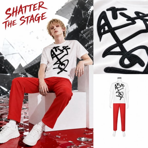 2026 New Halloween Alien‑Zombie Arena Cosplay Costume, Extraterrestrial Stage Outfit Costume Set, Cosplay Set Includes T‑shirt and Long Pants, Birthday Party Gifts Halloween Outfit for Men, XXXL