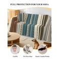 thumbnail image 4 of Teal Boho Stripes Couch Cover Sofa Covers 3 Cushion Sectional Couch, Modern Bohemia Brown Beige Texture Washable Sofa Covers Slipcover Sectional Sofa Cover, Furniture Protector 71"x150", 4 of 9