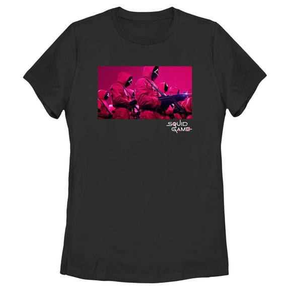 Women's Squid Game Locked and Loaded Graphic Tee Black Medium