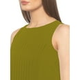 thumbnail image 4 of eloria Women's Georgette Pleated Boat Neck Sleevless Summer Casual Midi Dress, Color : Olive Green | Size : 3XL, 4 of 5