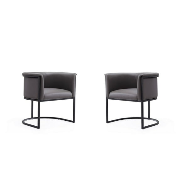 Manhattan Comfort Cosmopolitan Faux Leather Dining Chair in Pebble (Set of 2)