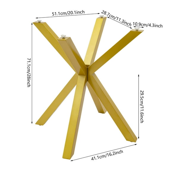 Gold Table Leg Table Base Metal Coffee Table Leg W/4 Suction Cups Floor Standing