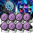 thumbnail image 1 of 8pcs DJ Lights DMX Sound Activated, 18 x 15W LED Par Lights RGB Stage Lights for Church Concert Wedding Party Bar Stage Lighting, 1 of 7