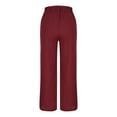 thumbnail image 3 of UAMVSH Dress Pants for Women Casual Cotton Linen Work Office Pants with Pockets Soft Elastic Waist Wide Leg Business Suit Pants(X-Large,Wine), 3 of 5